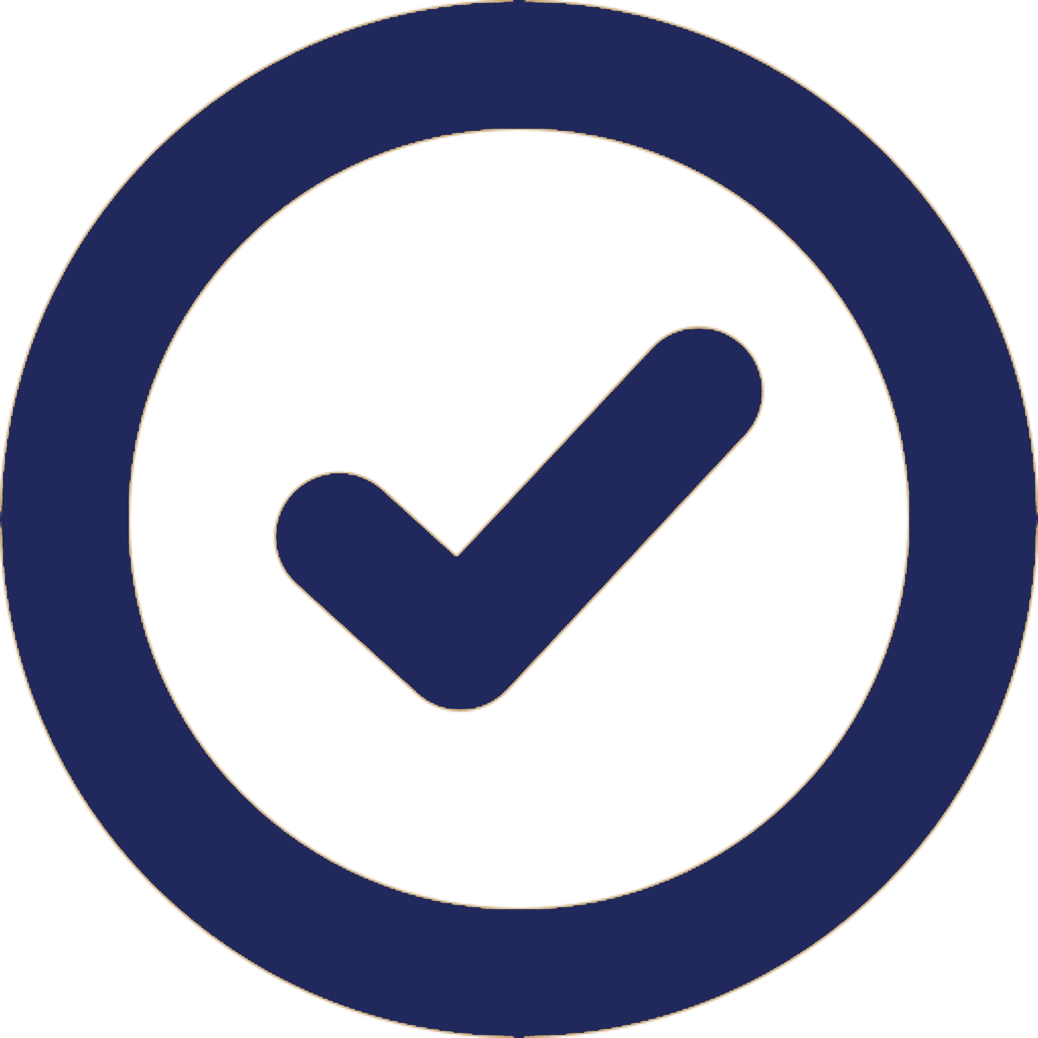 Checkmark inside blue circle icon.
