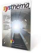 Magazine cover featuring a futuristic tunnel