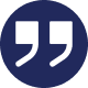 Quotation marks icon on blue circle.