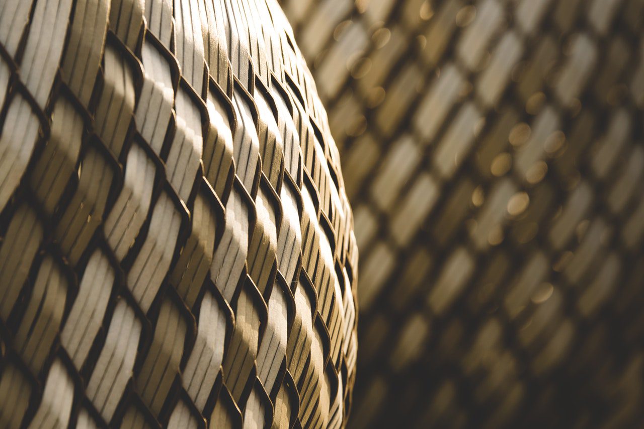 Woven bamboo texture close-up